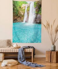 Ambesonne Waterfall Collection, Clear Natural Pool Plants Sunbeams Summer Day View , Bedroom Living Kids Girls Boys Room Dorm Accessories Wall