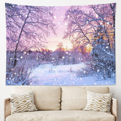 Winter Tapestry Dreamlike Snow In Sunset Tapestry Snow Forest Tapestry Backdrop Outdoor Winter