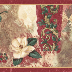 CONCORD WALLCOVERINGS Border Vintage Pattern Flowers for Cottage Bedroom Living Room