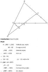 In the given, line segment DF intersect the side AC of a triangle ...