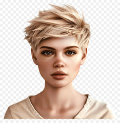 Short Haircuts Styles - Portrait of a Blonde Girl with Short Hair ...