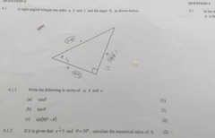 Solved: QUESTION 4 QUESTION 5 4.1 A right-angled triangle has ...