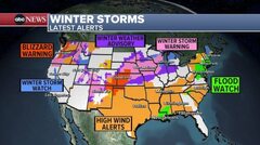 40 states under weather alerts Monday as winter storms cross country