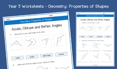 Year 5 | Acute, Obtuse and Reflex Angles Worksheets | KS2 Geometry ...