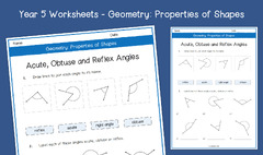 Year 5 | Acute, Obtuse and Reflex Angles Worksheets | KS2 Geometry ...