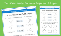 Year 3 | Acute, Obtuse and Right Angles Worksheets | KS2 Geometry