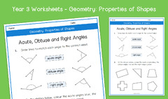 Year 3 | Acute, Obtuse and Right Angles Worksheets | KS2 Geometry