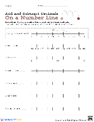 Add And Subtract Decimals On A Number Line Worksheet