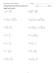 Adding and Subtracting Rational Expressions Worksheets - Math ...