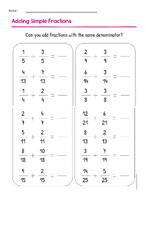 Adding and Subtracting Fractions with Like Denominators worksheet ...