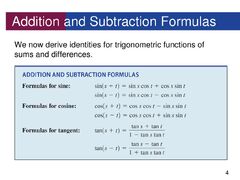 Grade 12 Advanced Functions (MHF4U) Unit 3: Trigonometry Addition and