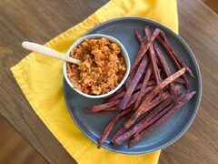 African Peanut Sauce with Purple Sweet Potato Fries - Chef and ...