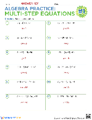 Multi-Step Equations Practice Worksheet Algebra 1/2 Advanced Math ...