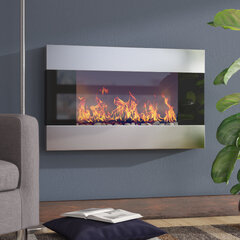 Allmar 36-inch Mount Electric Fireplace with Remote Wrought Studio (Wade Logan Clairevale Mounted Electric Fireplace)