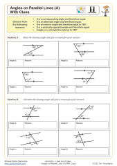 Angles on Parallel Lines (A) (With Clues) Worksheet | Cazoom Maths ...