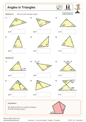 Calculating Angles of a Right-Angled Triangle Worksheet / Worksheet