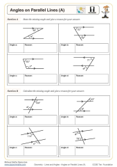 Angles on Parallel Lines (A) Worksheet | able Maths Worksheets