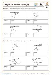 Angles on Parallel Lines (A) Worksheet | able Maths Worksheets