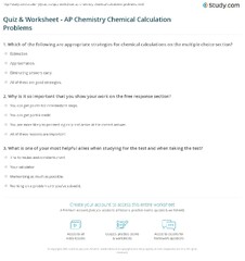 Quiz & Worksheet - AP Chemistry Chemical Calculation Problems ...