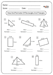 Area Of Triangles Worksheets Grade 6