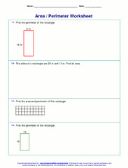 Area and perimeter worksheets (rectangles and squares)