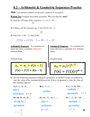 SOLUTION: 8 2 Arithmetic Geometric Sequences - Studypool ...