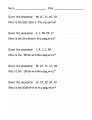 Math Worksheet Collection: Nth Term in a Sequence | Media4Math ...