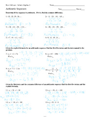 Arithmetic Sequence Worksheets - Worksheets Library