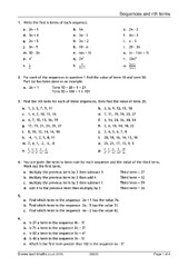 Arithmetic Sequence Worksheet Answers | Worksheet for Education