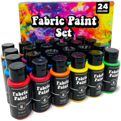 Permanent Paint for Clothes 24 Colors Bulk Kit for Upholstery Outdoor Cushions Shoe Paintating Medium Acrylic Set Metallic Gold (Paint For 24 Colors Paint Set)