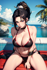 Anime Skinny Huge Boobs 40s Age Serious Face Black Hair Ponytail ...