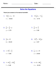 Pre-Algebra - Equations - One Step Equations Containing Fractions ...