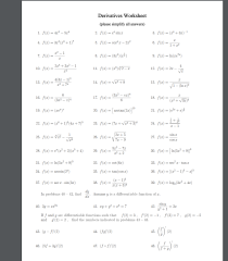 Free basic derivatives worksheet, basic derivatives