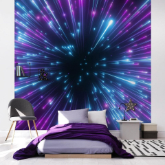 Round Neon Fireworks Digital teen room kids room bedroom living room boy's room girl's room blue ( Neon Fireworks)