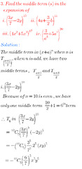 Binomial theorem solutions inter second year maths - MATHS GLOW