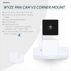 Corner Mount for Wyze Cam Pan Security Camera Holder, Screw-in Or VHB Stick On (Wyze Cam Pan Indoor/Outdoor IP65-Rated 1080p Pan/Tilt/Zoom Wi-Fi Smart Security Camera)