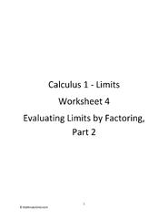 SOLUTION: Calculus 1 limits worksheet 4 evaluating limits by