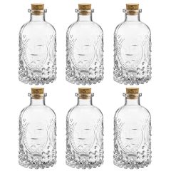 6 Piece Clear Glassative Bottles Set Rosdorf Park (Mygift Embossed Design Clear Glass Bottles with Cork Lid)