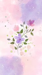 Pink Purple Aesthetic Watercolor Flower Phone