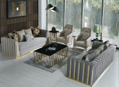 Casa Padrino luxury living room set gray / gold - 2 Sofas & 2 Armchairs & 1 Coffee Table - Modern living room furniture - Luxury Quality