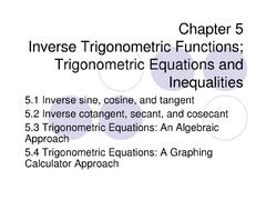 PPT - Chapter 5 Inverse Trigonometric Functions; Trigonometric