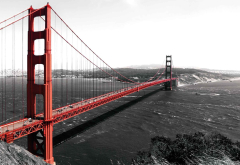 (Golden Gate Red Bridge B&W San Francisco)