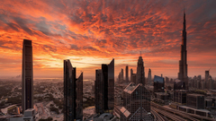 Dubai, United Arab Emirates (Dubai Skyscrapers Sunset )