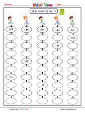 Grade 1 Math Number worksheets - Skip Counting by 1, Sheet 27