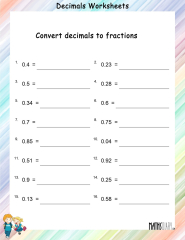 Convert Decimals to fractions worksheets - Math Worksheets ...