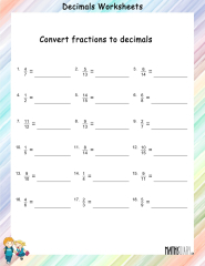 Convert fractions to decimals worksheets - Math Worksheets ...