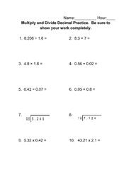 Dizzy Over Decimals: Dividing Decimals #1 | Interactive Worksheet ...