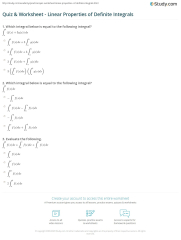 Quiz & Worksheet - Linear Properties of Definite Integrals | Study ...