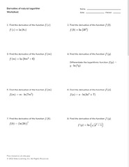 50+ derivatives of logarithmic functions worksheets for 12th Year ...