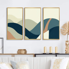 Abstract Geometric Landscape With Hills 3 Piece Floater Frame Graphic on George Oliver (Designart 'Landscape With Hills Abstract Geometric' Modern )